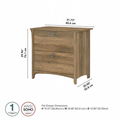 Bush Home Salinas 2 Drawer Lateral File Cabinet in Reclaimed Pine, Home Office Storage Solution, Organizer with Drawers for Workspace, Filing Unit