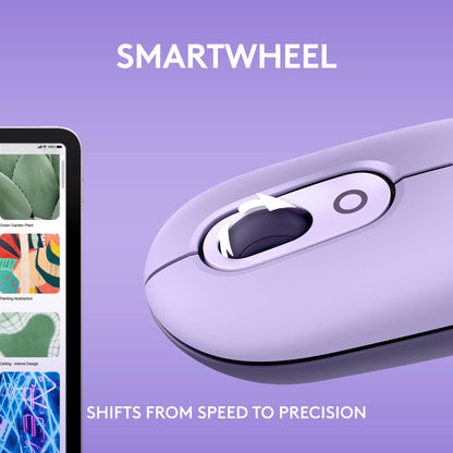 Logitech POP Mouse, Wireless Mouse with Customizable Emojis, SilentTouch Technology, Precision/Speed Scroll, Compact Design, Bluetooth, Multi-Device, OS Compatible - Heartbreaker Rose