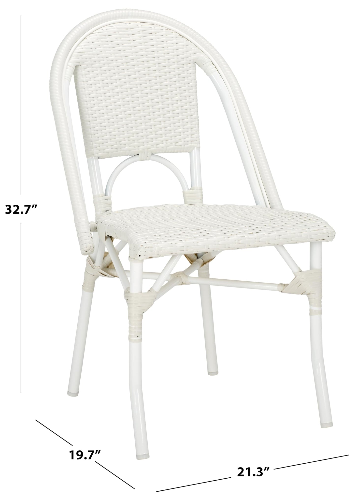 SAFAVIEH Outdoor - Torino Bistro Chair Set of 2 - White - Faux Wicker & Aluminum Frame - Bistro Side Chair Design - Ideal for Patio, Deck, Sunroom, Dining Area, 18" Seat Height (PAT7550C-SET2)
