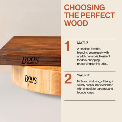 John Boos CCB Series Rectangular Wooden Walnut Cutting Board 18”x12” – 1.75” Thick, 12-lb Reversible Butcher Block with End-Grain & Finger Grips – Made in the USA