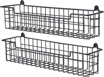 Spice Rack Organizer Wall Mount, 2 Packs Storage Shelf for Cabinet Door, Black Spice Organization Rack for Kitchen