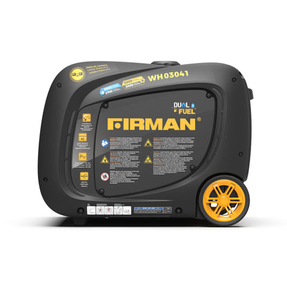FIRMAN WH03041 Dual Fuel Inverter Portable Generator 3300W Gas Propane Recoil Start, Quiet 58dB RV Ready TT-30R, Fuel Efficient Outdoor Camping Tailgating Recreational Power Supply