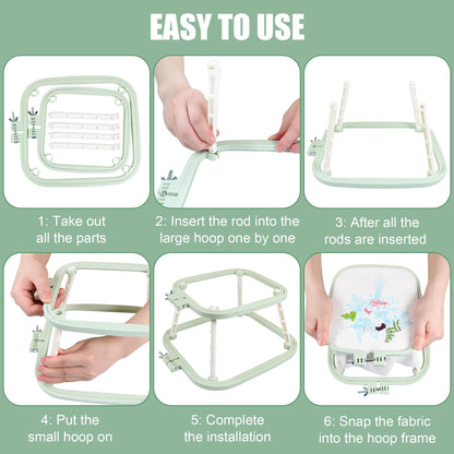 Guofa 2-Layer Embroidery Frame Stand – Adjustable Trapezoid Hoop Holder for Cross Stitch, Needlework, Quilting, Punch Needle & Sewing Crafts – Durable Plastic Hoops for Table or Lap