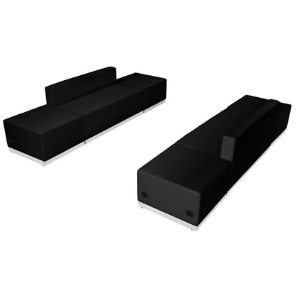 Flash Furniture HERCULES Alon Series Black LeatherSoft Reception Configuration, 6 Pieces