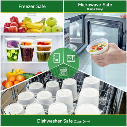 Dealusy 50 Set 32 oz Deli Containers with Lids, Leak-Proof BPA Free Plastic Take Out Bowls, Food Storage Containers for Takeout Meal Prep Storage, Freezer, Microwave & Dishwasher Safe