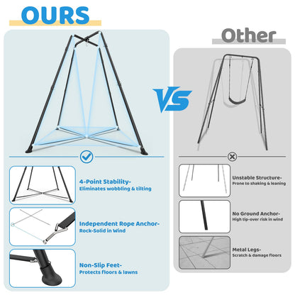 Swing Stand with Sensory Swing and Pod Swing, X-Shaped Swing Frame, Heavy-Duty Metal Sensory Swing Set for Adults Indoor and Outdoor 330LBS