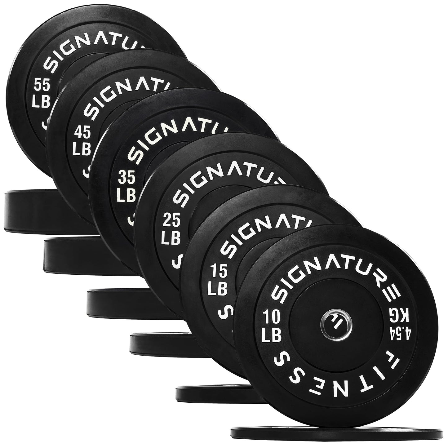 Fitvids Olympic Bumper Plates Set – 2" Weight Plates for Strength Training & Weightlifting – Set: 370 lbs – Black