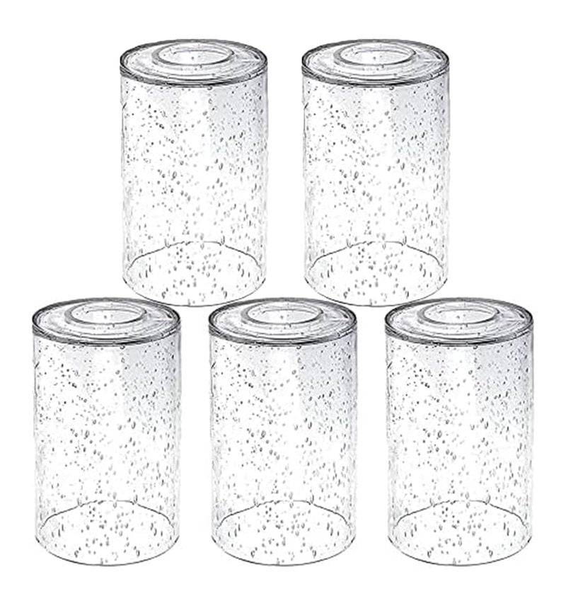 5 Pack Bubble Glass Lamp Shade,Glass Shade Covers Replacements for Light Fixtures，Cylinder Globe Glass Shades Covers for Pendant Lights Chandeliers Wall Sconces Bath Vanity Lights