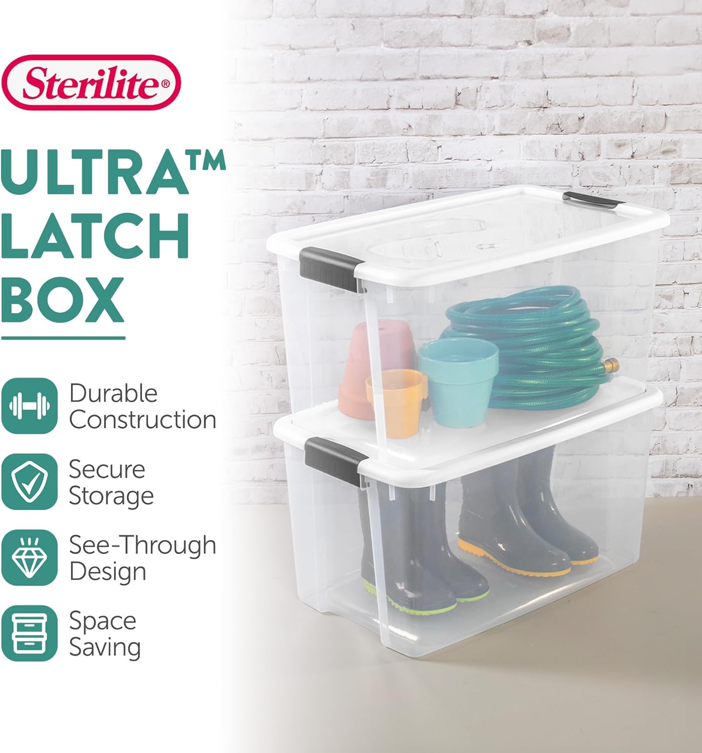 Sterilite 8-Pack Ultra Latch Storage Bins - 70 Quart Clear Plastic Containers for Home Organization