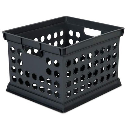 Sterilite Stackable Plastic Storage Crate Bin Organizer File Box with Handles for Home, Office, Dorm, Garage, or Utility Organization, Black, 18-Pack