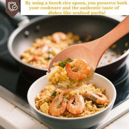 Wooden Rice Paddle Nonstick Rice Spoon Wooden Spatula for Cooking Sushi Rice Paddle for Rice Potato, 8.9" x 2.9"