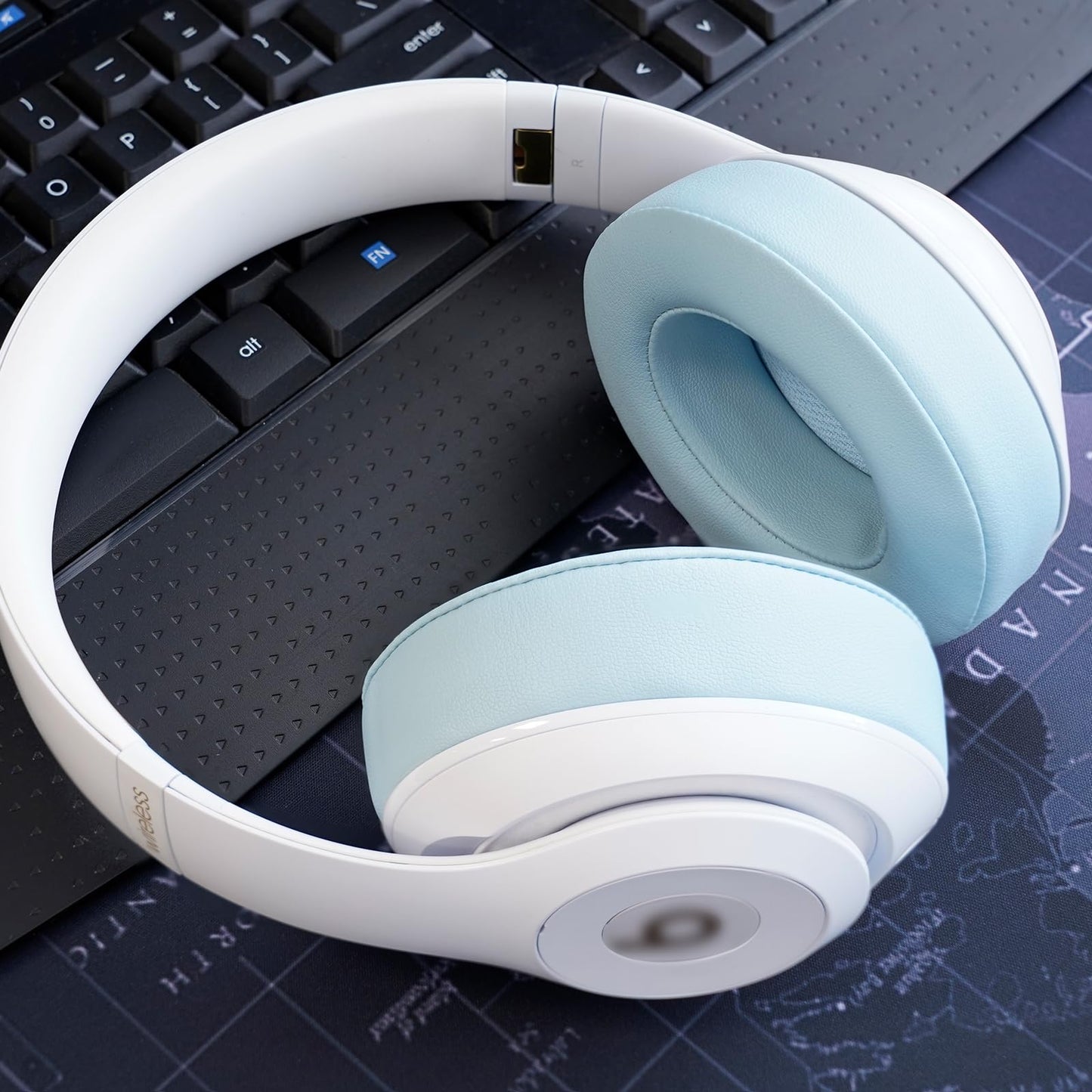 Ear Pads Replacement for Beats Studio 3 - GEVO Earpad Cushions for Beats Studio 2 3 Wired Wireless - Headphone Cover Parts with Strong Adhesive (Crystal Blue)