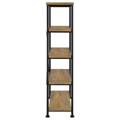 Coaster Home Furnishings - Analiese - Wood and Metal - 4-Tier Bookshelf with Open Shelves, X-Back Bracing, and Rectangular Frame - Home Office - 63-Inch - Mango - 802003
