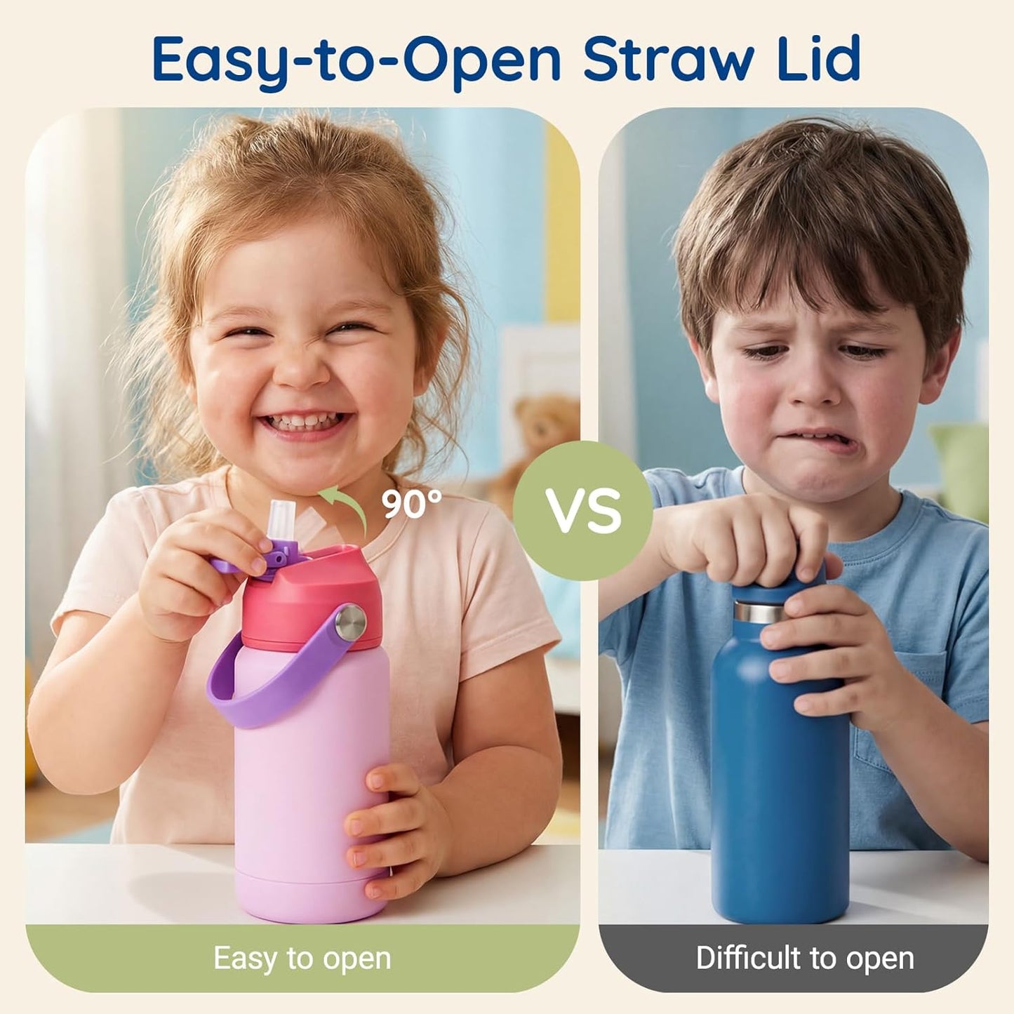 Mommore Kids Water Bottle - 12 oz Insulated Stainless Steel, Leakproof & BPA-Free | Green