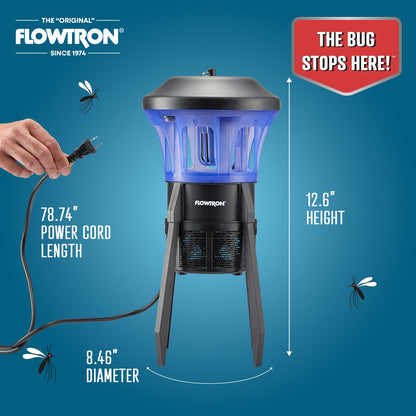 Flowtron Outdoor Bug Trap | UV Light & Powerful Fan Fly Killer with ½ Acre Coverage | Quiet Insect Control & Weather Resistant | Easy Clean Collection Chamber | Patio Deck Yard | ETL Certified
