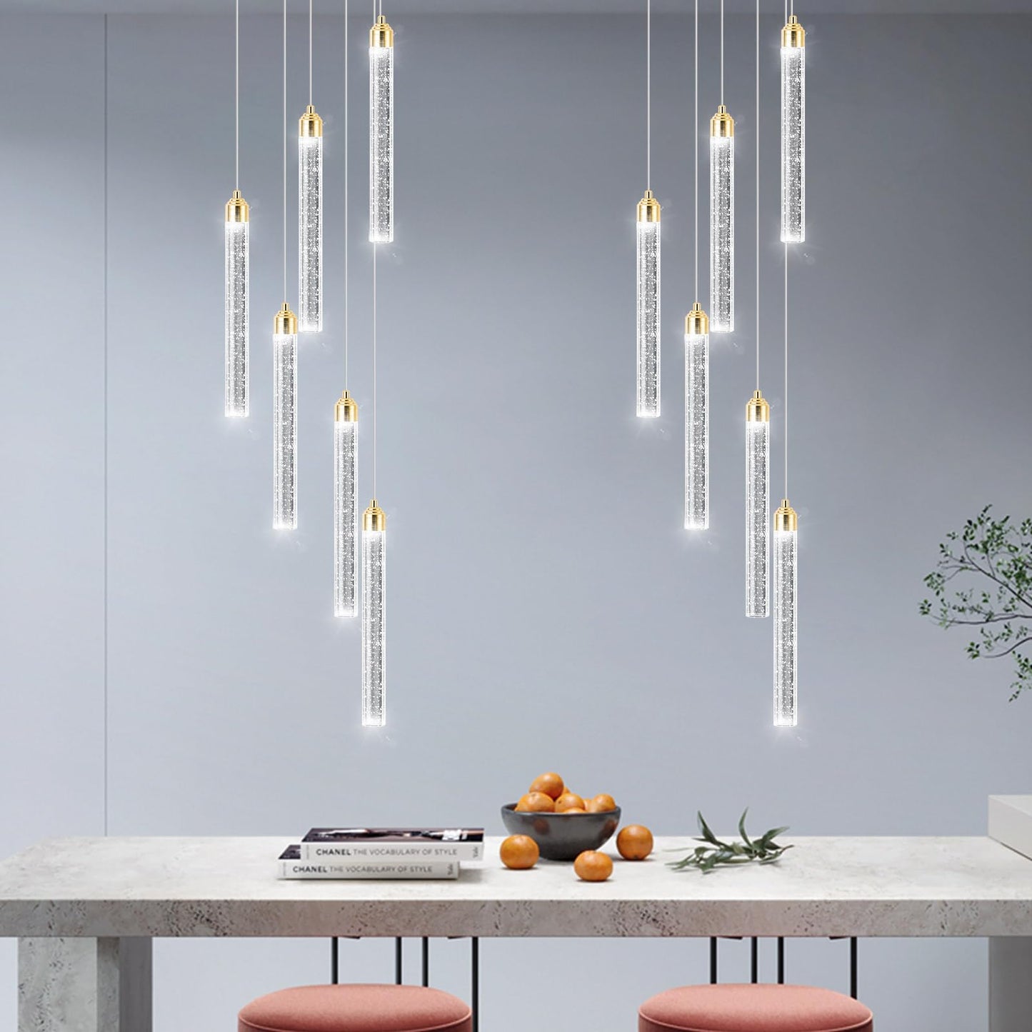dolria Modern Crystal Pendant Lights for Kitchen Island Mini Chandelier LED Dimmable Ceiling Handing Lighting for Dining Room Corridor 2700K 6000K