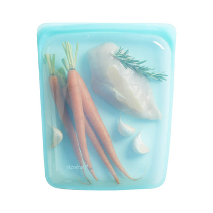 Stasher Silicone Reusable Storage Bag, Half Gallon Bag, Reusable Freezer Bags, Microwave, Dishwasher, Oven Safe, Sous Vide, Premium Lunch Container, Eco Friendly, Food Storage Bags, 64 oz, Aqua