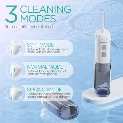 VOYOR-HEALTH Portable Water Flosser Cordless, Mini Travel Oral Irrigator with Telescopic Water Tank, IPX7 Waterproof Water Dental Flosser for Teeth Cleaning Braces & Dental Care WF510 (Light Green)