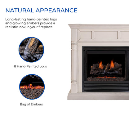 Duluth Forge Ventless Liquid Propane Gas Log Set - 24 in. Stacked Oak, 33,000 BTU, T-Stat Control - Model# DLS-L24T-2