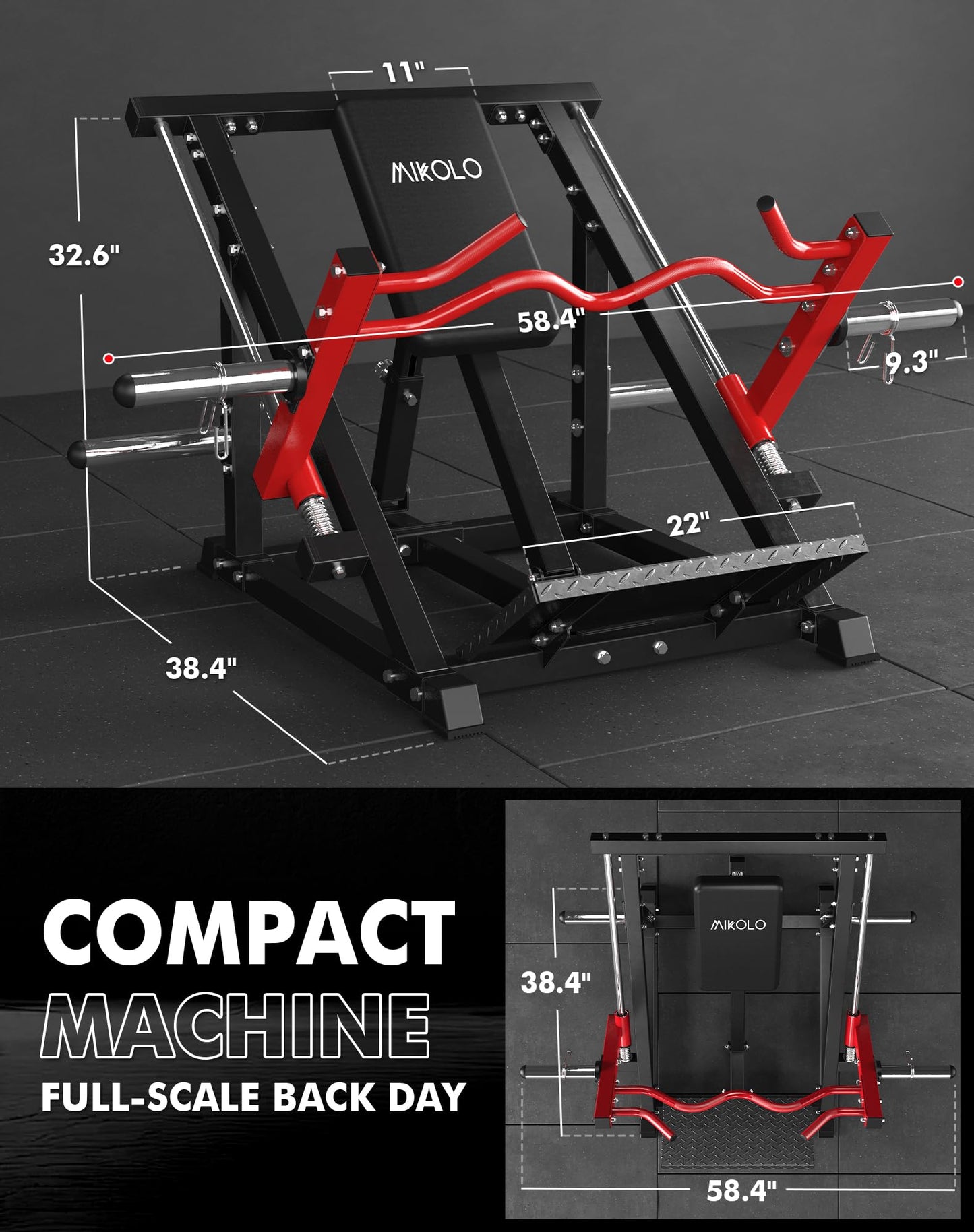 Mikolo Linear Row Machine, Rowing Machine for Home with Plate-Loaded Smith Row, Linear Bearing Back Workout Equipment for Home Gym(SR06 Pro)
