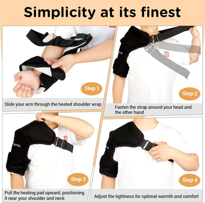 Comfytemp Shoulder Heating Pad for Rotator Cuff Pain Relief, Heated Shoulder Wrap for Frozen Shoulder Heated Brace, Birthday Gifts for Mom Women, 3 Heat Settings, 2H Auto-Off (S/M)