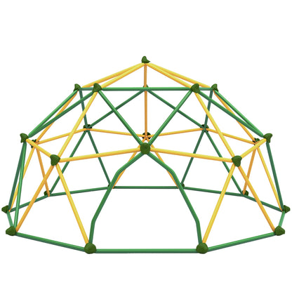 13ft Large Kids Climbing Dome Geometric Jungle Gym Play Structure with 1000 LB Capacity Green & Yellow Outdoor Play Equipment for Backyard Weather-Resistant Steel Frame
