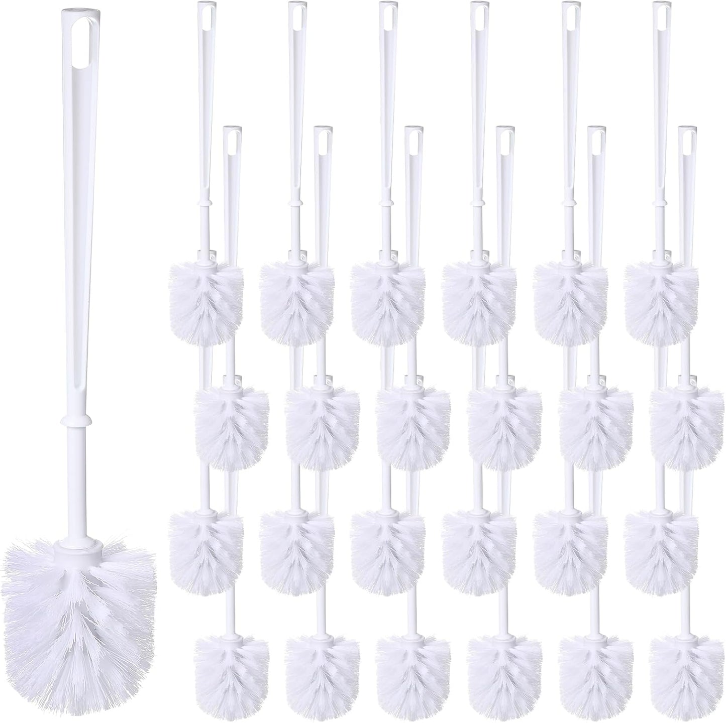 25 Mimorou Pcs White Toilet Brush, Bathroom Toilet Bowl Brush, Soft Bristle Long Handle Plastic Toilet Scrubber