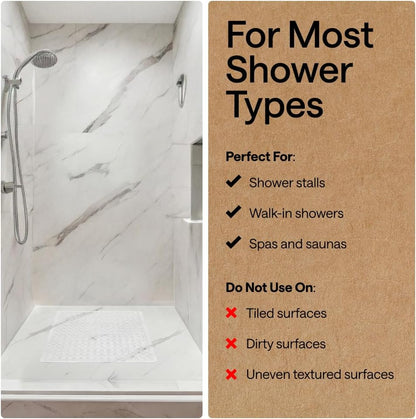 21x21 Inch, 2 Pack GORILLA GRIP Patented Square Shower Stall Mat, Small Bathtub Floor Mats for Stand Up Showers