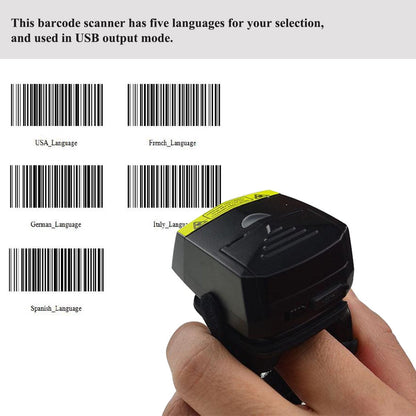 Posunitech Ring Barcode Scanner 1D Reader Mini Wireless Finger Barcode Scanner Compatible with Mac OS, Windows, Android 4.0+, iOS