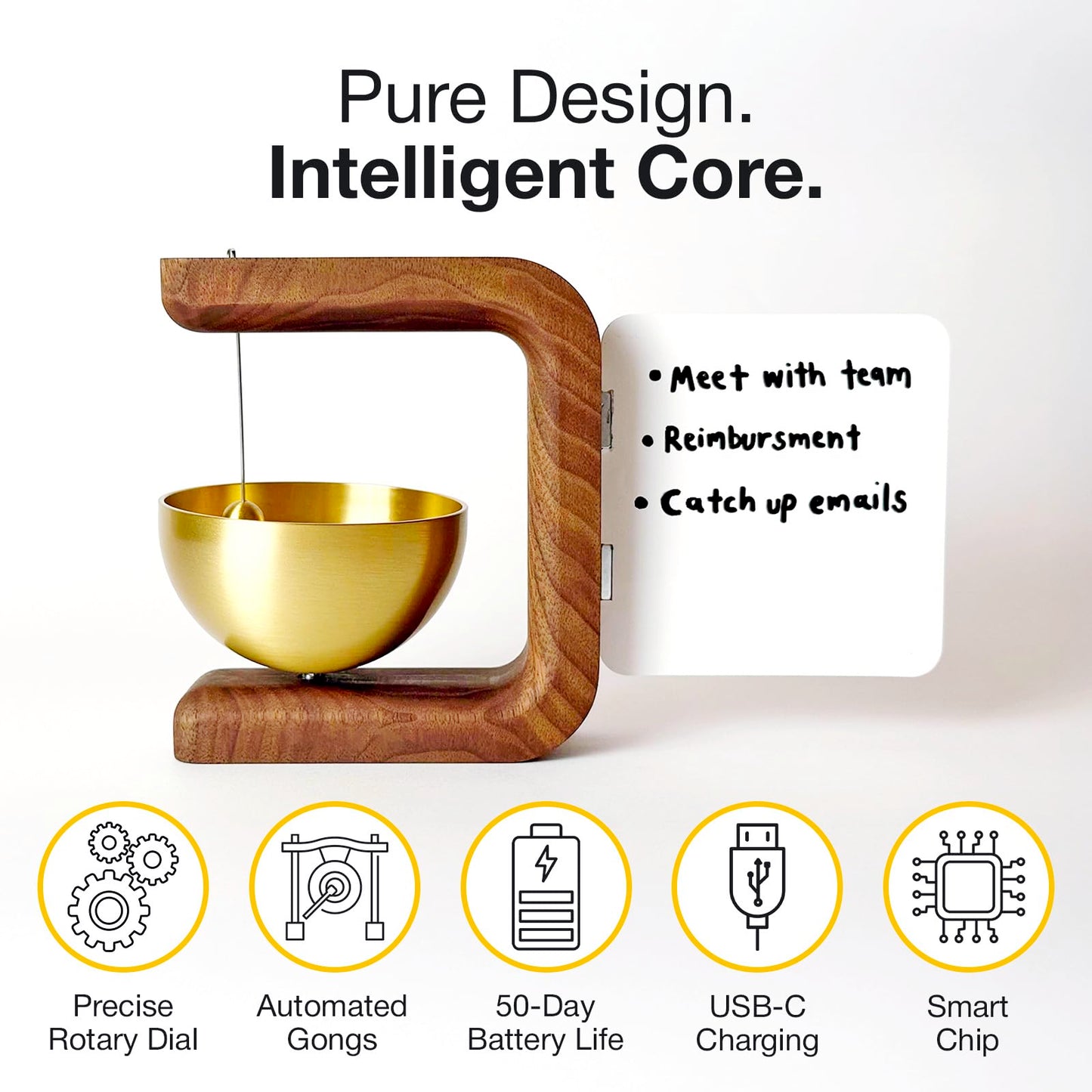 Pro Timer P2 - Elegant Wooden Pomodoro Timer - an Original Productivity Tool with Magnetic Memo Board – High-End Quality Desk Device for Focus, Meditation & Productivity - Ideal for Work & Study