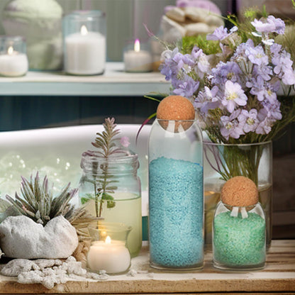 ComSaf 3 Pack 16oz Clear Decorative Glass Jars with Cork Ball Lid - Coffee Bar Kitchen Counter Bathroom Storage, Dishwasher Safe, Glass Canisters for Coffee Sugar Candy Storage - Home Decor & Gifting