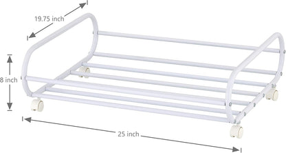 24-Inch MyGift Rolling Stainless Steel Silver Metal Under Bed Storage Cart, Space Saving Organizer Rotating Wheels