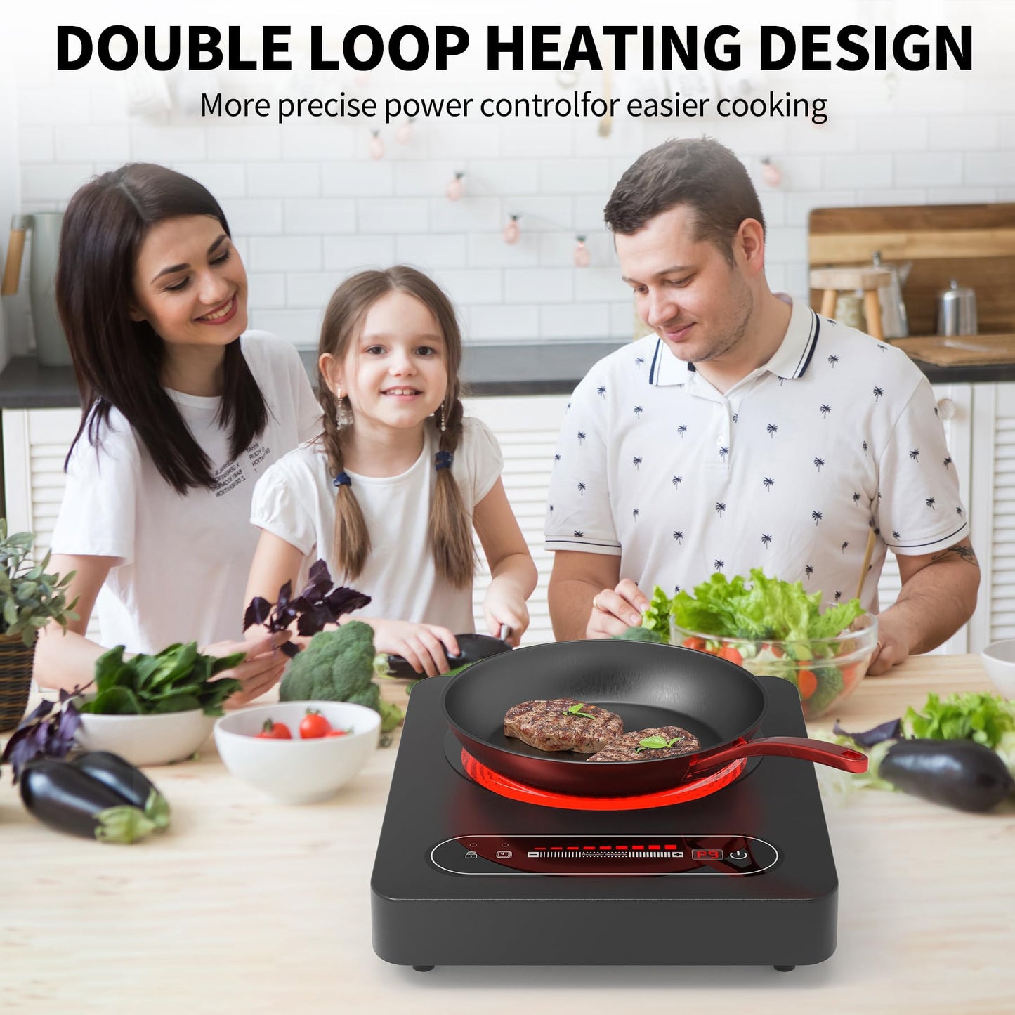 VBGK Single Burner Electric Cooktop,110V 1800W Electric Stove Top with LED Touch Control,10 Power Levels, 4 hTimer, Safety Lock,single burner cooktop Overheat protection