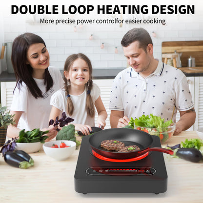 VBGK Single Burner Electric Cooktop,110V 1800W Electric Stove Top with LED Touch Control,10 Power Levels, 4 hTimer, Safety Lock,single burner cooktop Overheat protection
