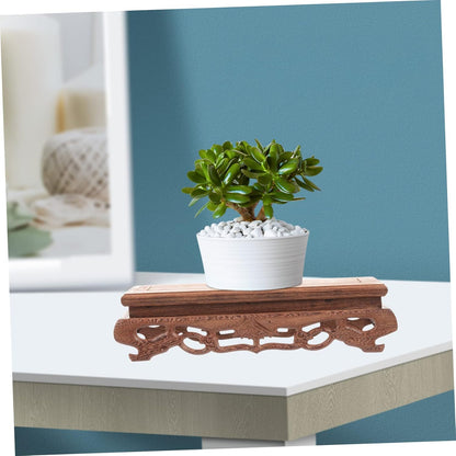 YARNOW Wooden Base Decorative Planter, Rectangle Flower Vase Stand for Home Plant Holder