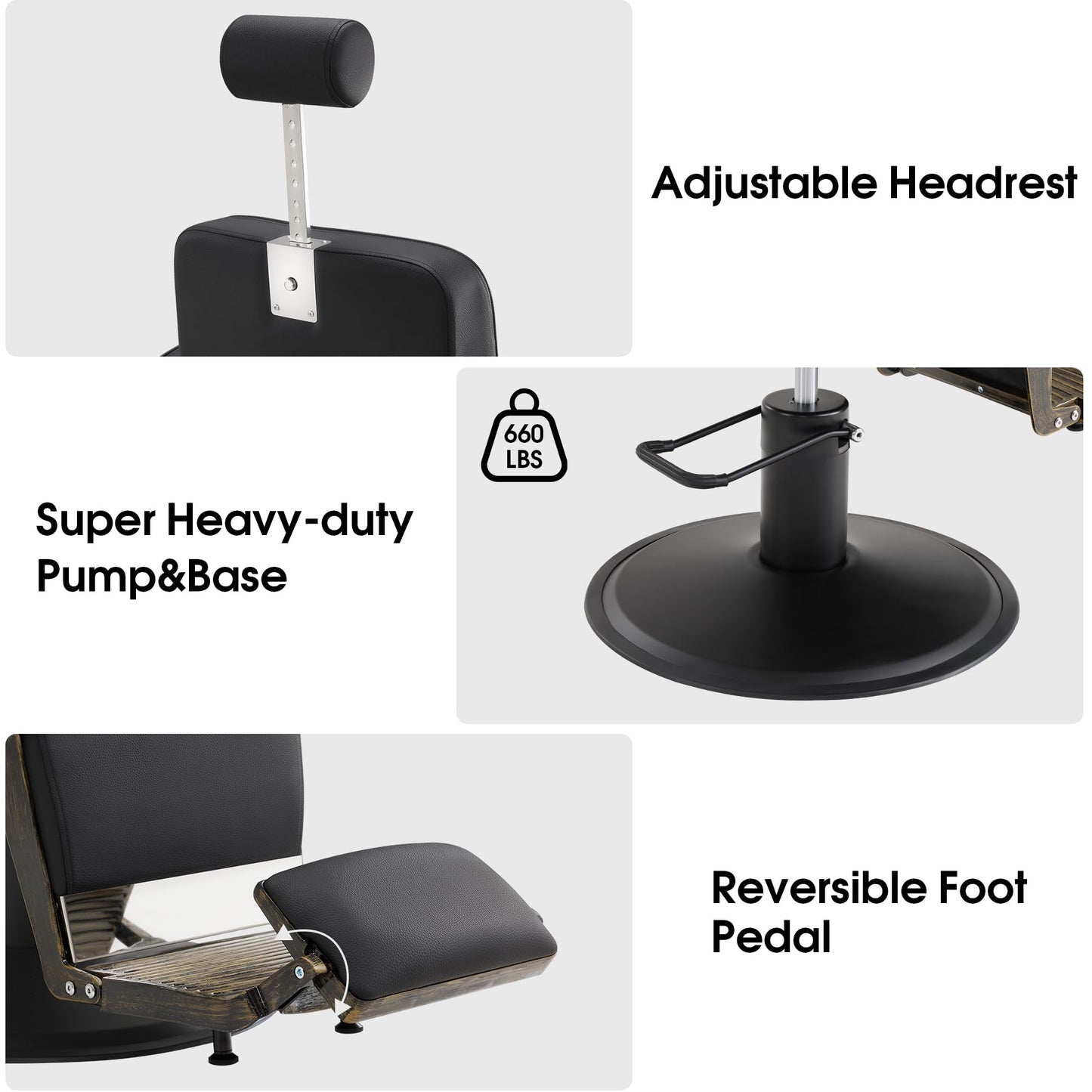 BarberPub Vintage Barber Chair Heavy Duty Metal Frame All Purpose Hydraulic Recline Beauty Salon Spa Equipment 2905