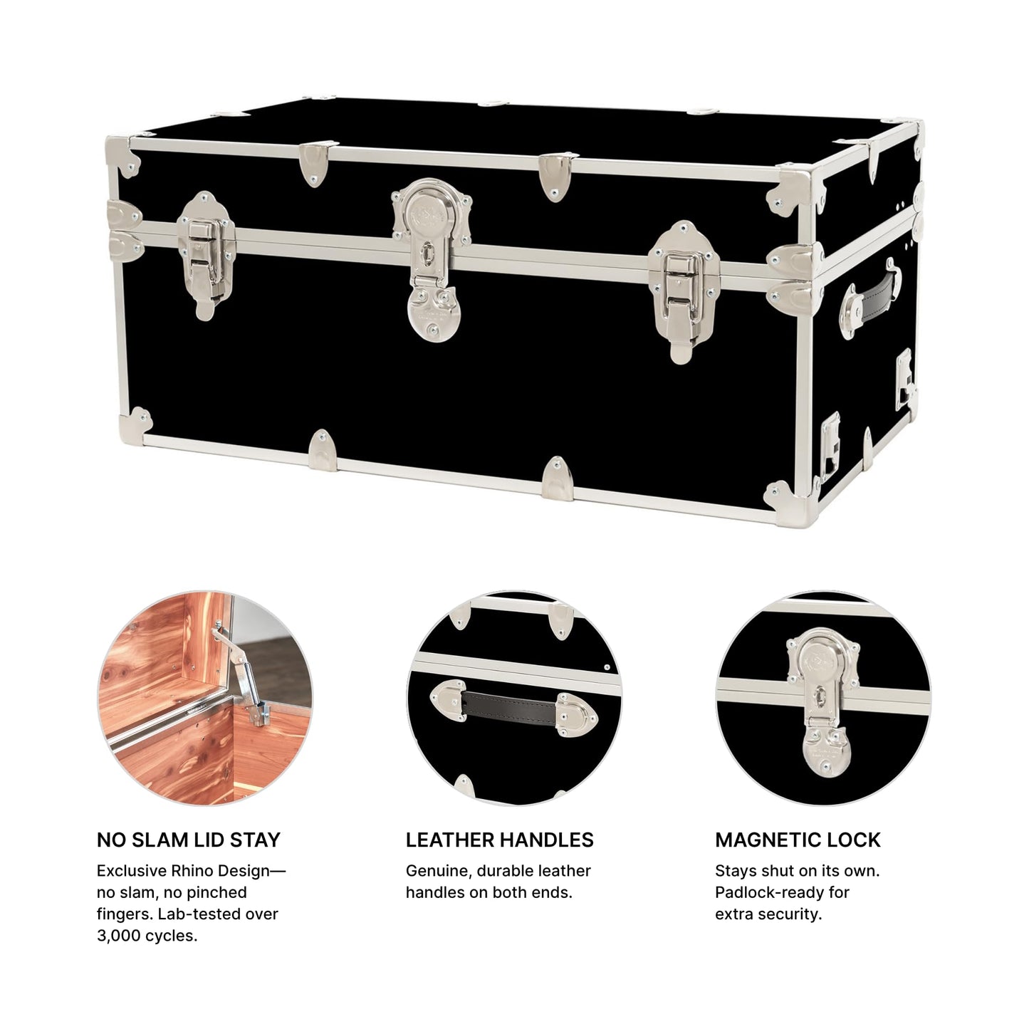 Rhino Trunk & Case Aromatic Cedar Chest - Large 32"x18"x14" Storage Box, Coffee Table, End of Bed Trunk, or Entryway Storage Bench – USA-Made, Furniture Grade – Strong and Secure Clothing Storage