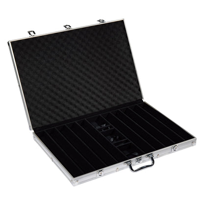 Playzaic 1000-piece Aluminum Showdown Poker Chip Case - 13.5-gram Heavy Clay Composite Set - Casino Chips for Texas Holdem, Blackjack - Betting Game Accessories
