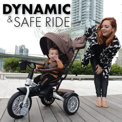 Bentley 6-in-1 Baby Stroller & Toddler Tricycle – Officially Licensed Luxury Kids Bike, Convertible Travel Strollers & Kid Trike with Air Wheels, Canopy & Safety Features (6m-5y+ | White Satin)