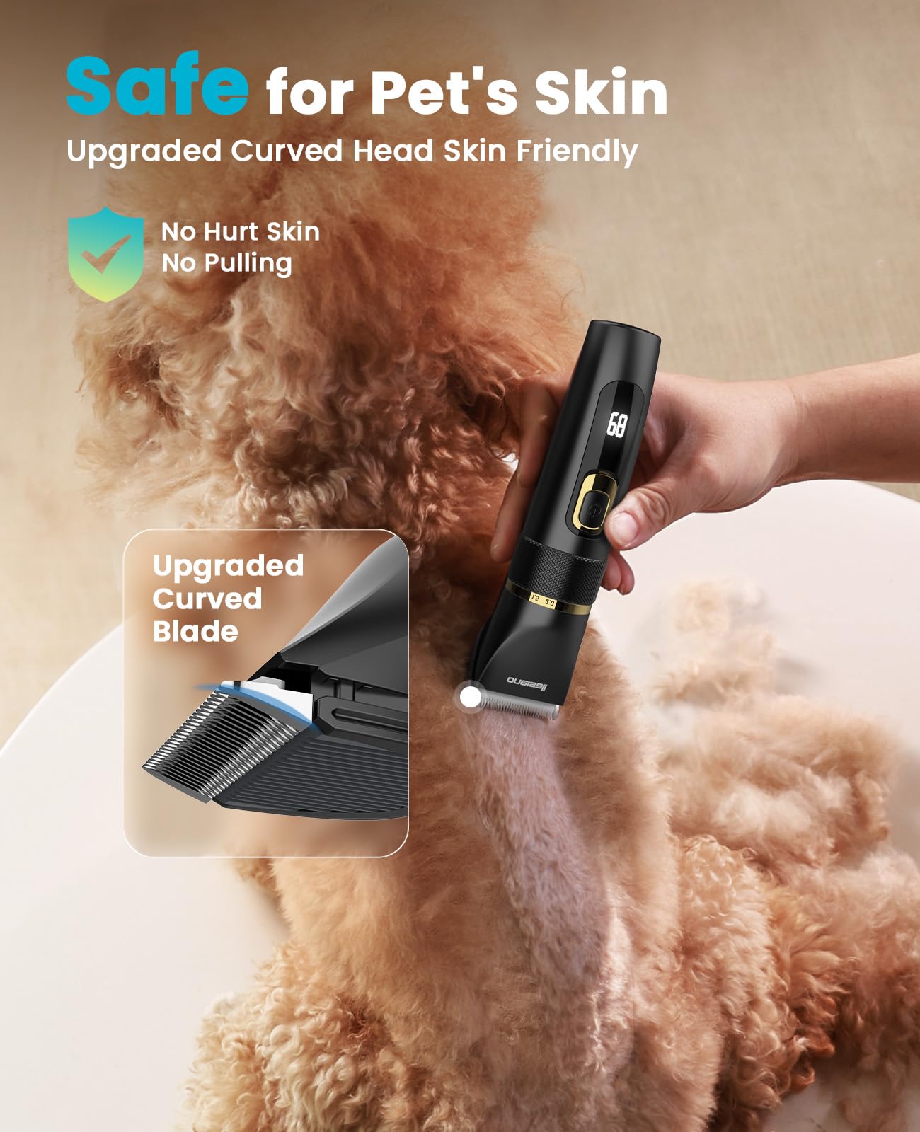 oneisall Dog Clippers Low Noise, Pro Dog Grooming Clippers Kit with Rechargeable Cordless Shaver Trimmer for Dogs Cats, IPX7 Waterproof Pet Clippers Grooming at Home
