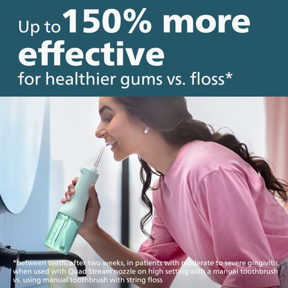 Philips Sonicare Cordless Power Flosser 3000 - Water Flosser with Innovative Quad Stream Technology, Oral Irrigator with 2 Flossing Modes and 3 Pressure Levels, IPX7 Waterproof, Black, HX3826/23