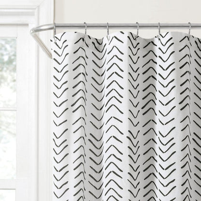 Lush Decor Hygge Modern Arrow Linen Look Shower Curtain, 72" X 72", Black & White