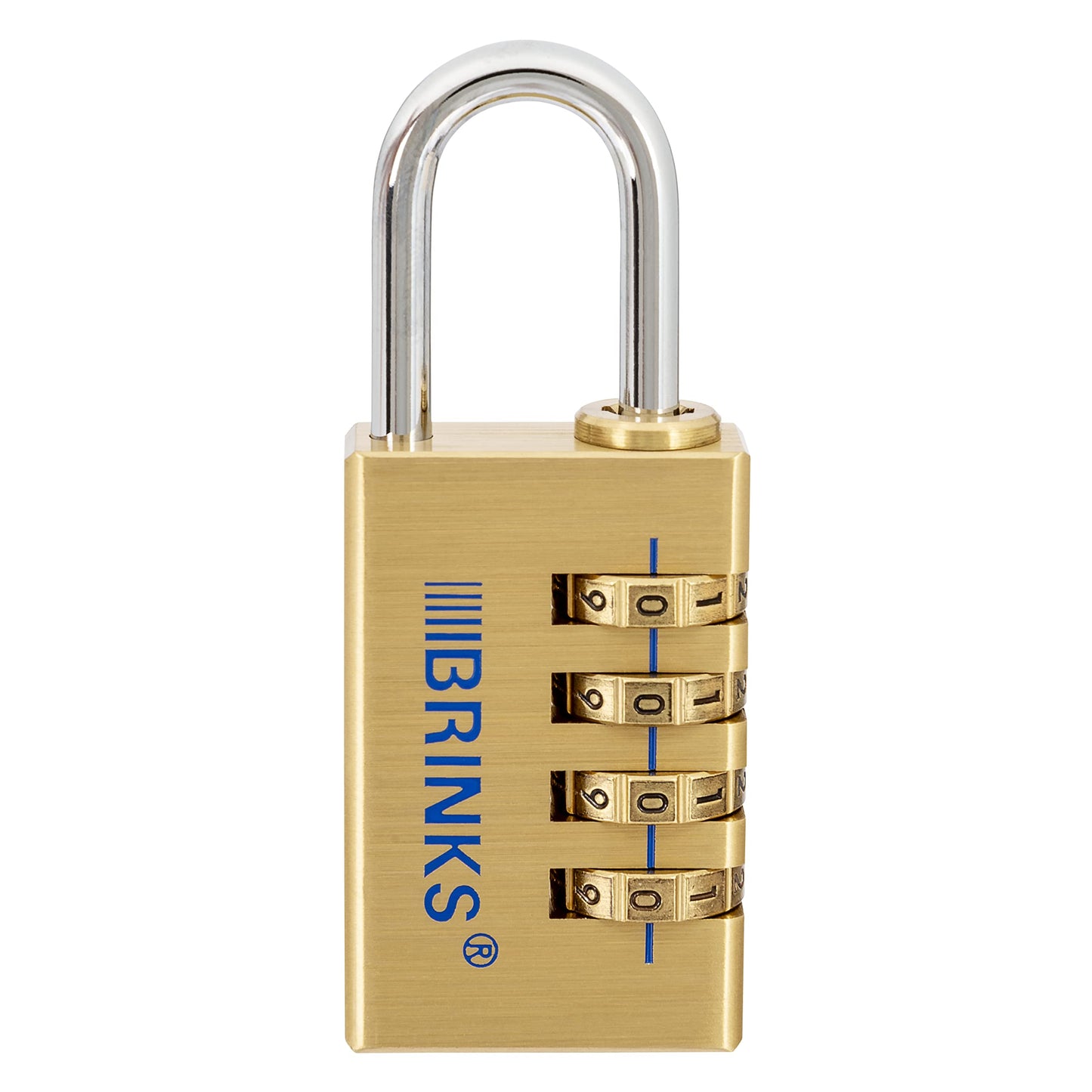 BRINKS - 30mm Solid Brass 4-Dial Resettable Padlock - Chrome Plated With Hardened Steel Shackle