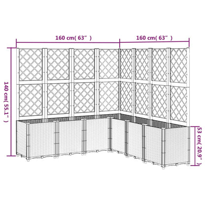 FUDUGEHMIOFWFJJ Large Modular Garden Planter with Trellis for Climbing Plants, 63x63x55 Inch UV Resistant Brown Polypropylene Outdoor Raised Bed for Patio, Balcony, Terrace