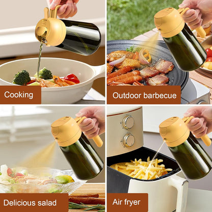 YARRAMATE Dark Green Glass Oil Sprayer - 2-in-1 Light-Blocking Cooking Dispenser | 16oz Food-Grade Mister