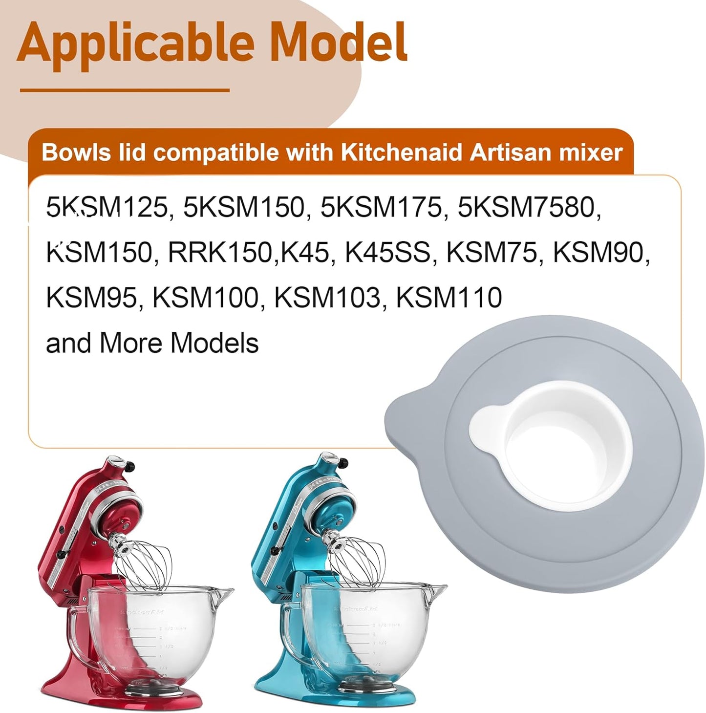 Mixers Bowl Covers Compatible with Kitchenaid Artisan & Classic Series, Kitchen Mixer Splash Guard for 5 QT Glass or