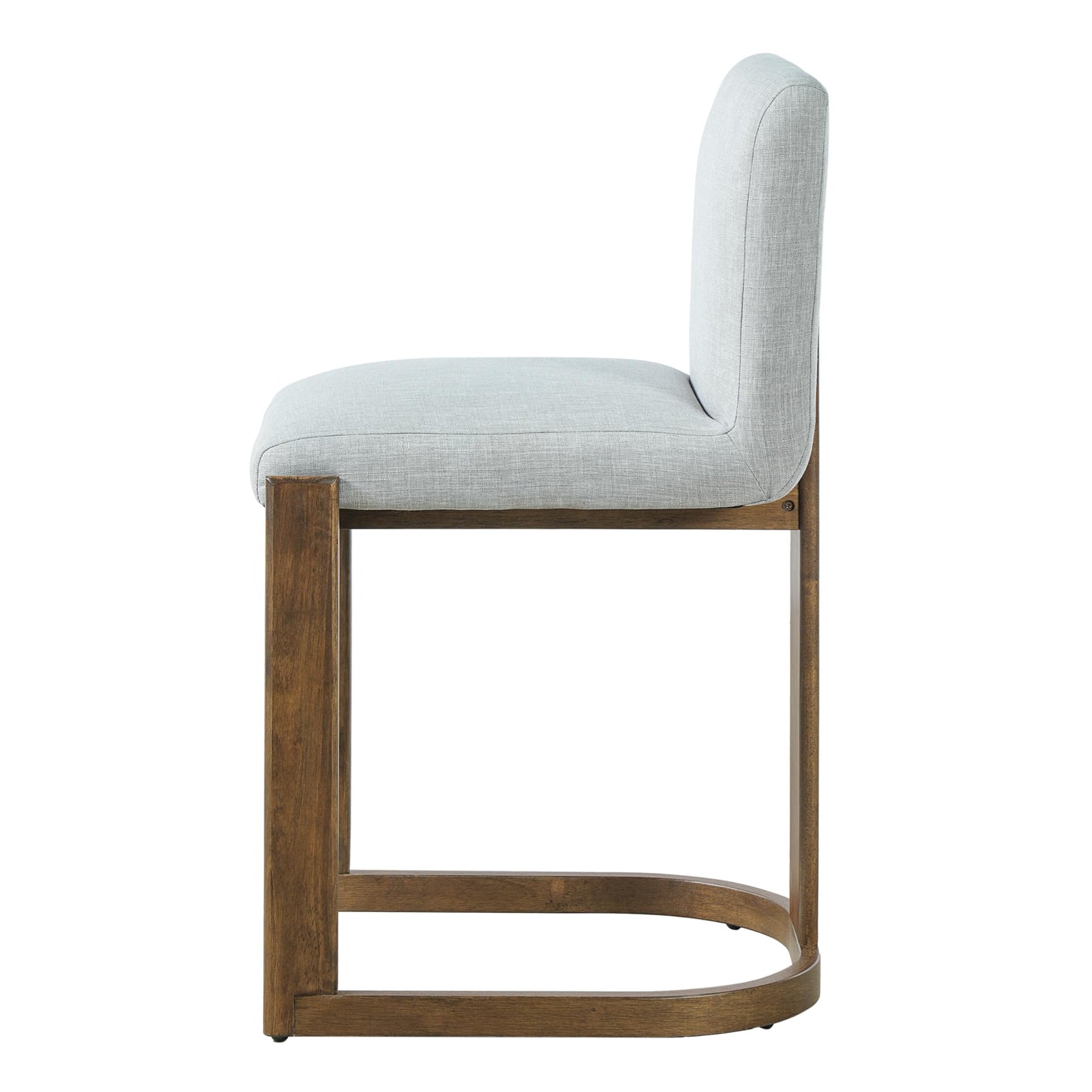 Christopher Knight Home Morant Counter Height Bar Stools Set of 2, 24" Wood Bar Stool for Kitchen Island, Modern Upholstered Kitchen Island Chairs with Wood Frame and Metal Footrest, Light Grey+Walnut