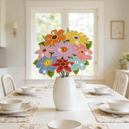 Vcekract 8 Pcs Flower Diamond Art Kits for Adults, Diamond Art for Table Decor, Diamond Painting Art Crafts for Beginners