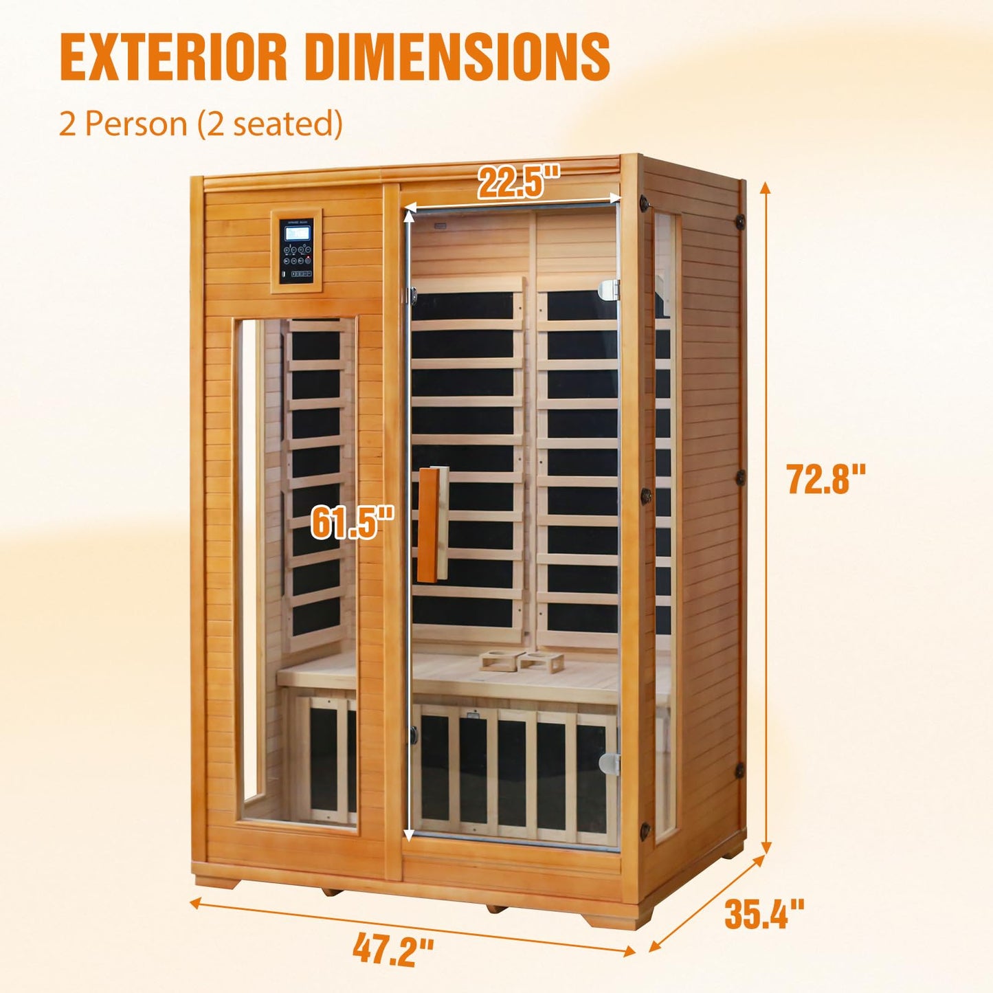 EAGLE PEAK 2 Person Low EMF Far Infrared Sauna, Red Light and Chromotherapy Lighting, Bluetooth Speakers, USB Port, Indoor Dry Heat Sauna, Canadian Hemlock Wood, Brown