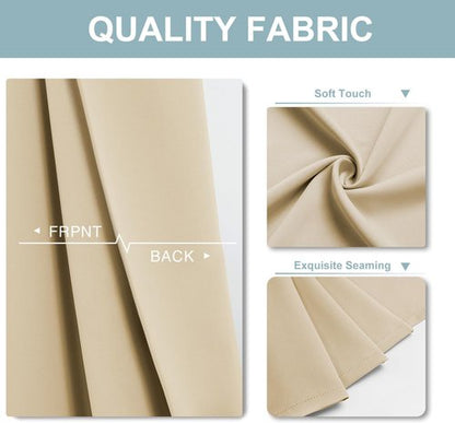 ChrisDowa Blackout Curtains - Thermal Insulated Grommet Room Darkening Panels, 54" Long | Biscotti Beige, 2-Panel Set